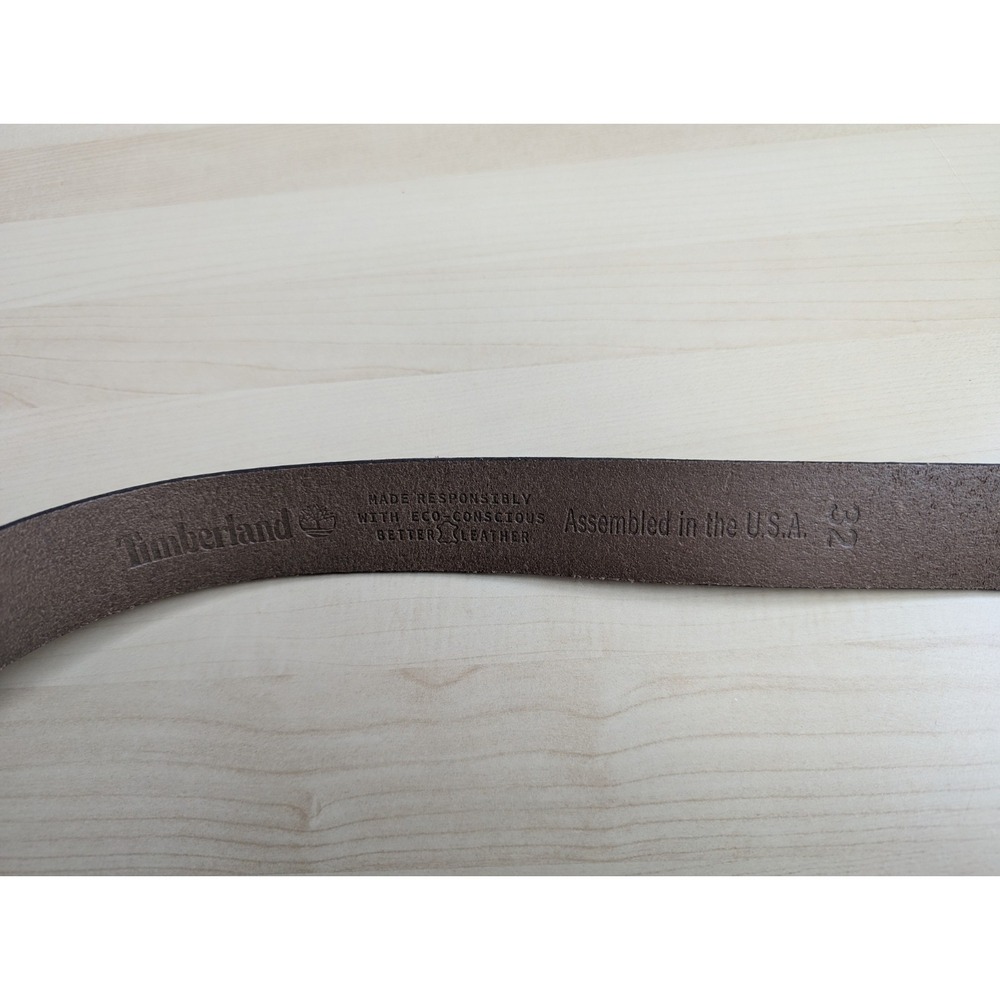 Timberland Brown Leather NWT Dust Bag Made In USA Belt Sz 32 - Picture 3 of 8